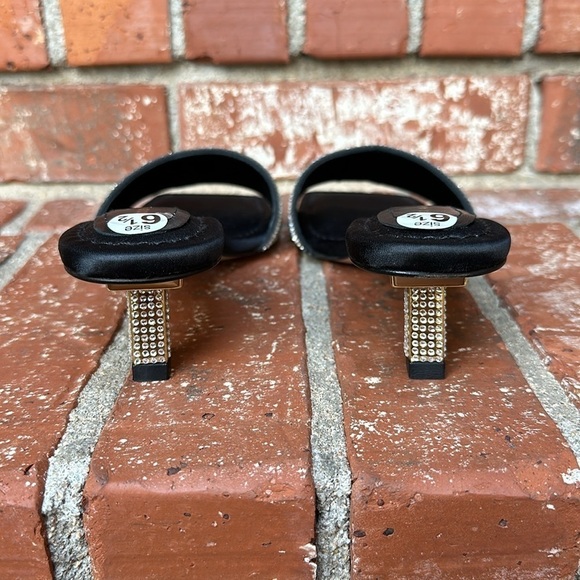 Good‎ American Kickstand Slide Kitten Heel Sandals Black Diamond Size 6.5 - Picture 4 of 9